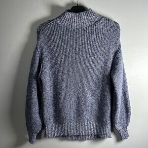 Aerie Women's XXS Blue Speckled Mock Neck Ribbed Knit Sweater